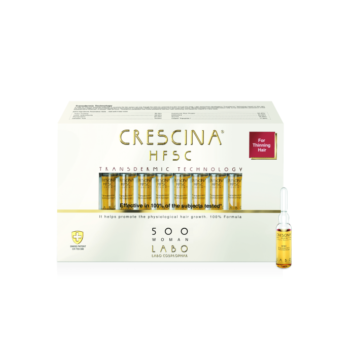CRESCINA Transdermic ampulas matu augšanai sievietēm, intensitāte 500, N20