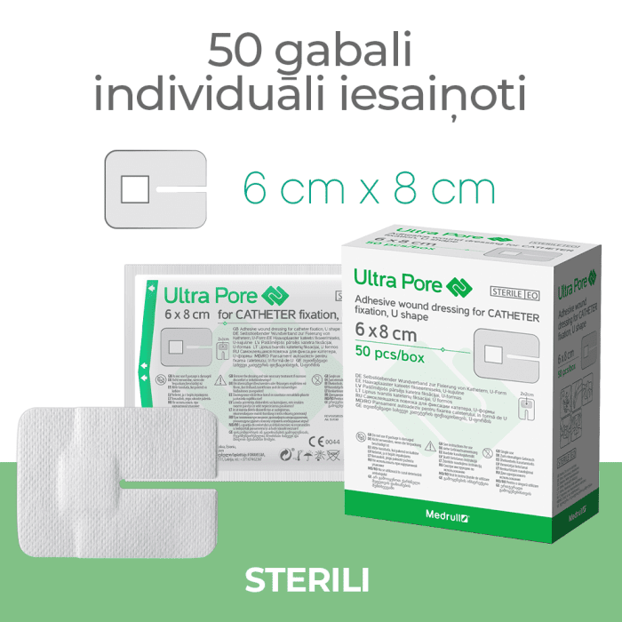 MEDRULL Ultra Pore katetra pašlīmējošs pārsējs 6x8cm N1