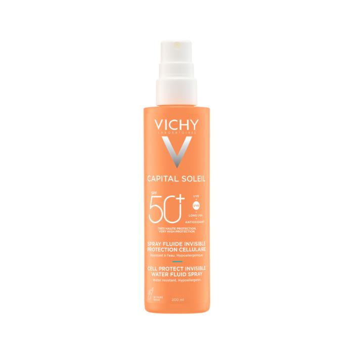 VICHY Capital Soleil Cell izsmidzināms saules aizsargfluīds sejai un ķermenim SPF50+ 200 ml