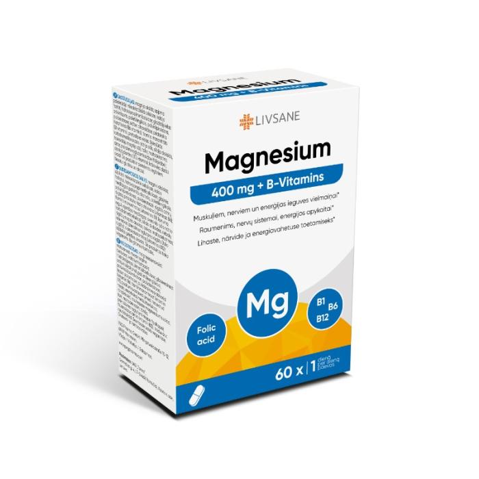 LIVSANE Magnesium 400 + B vitamīns tabletes N30