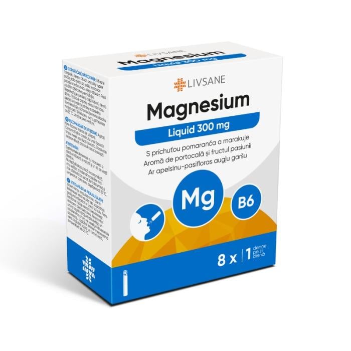 LIVSANE Magnesium 300 Liquid+B6 vit. ampulas 30ml N8