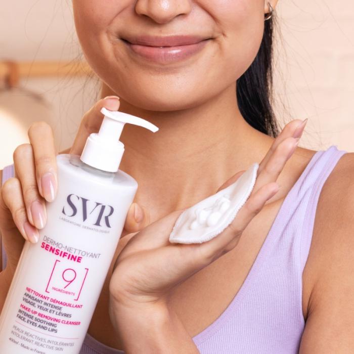 SVR Sensifine Dermo-Nettoyant attīrošs pieniņš kosmētikas noņemšani jutīgai ādai 400 ml