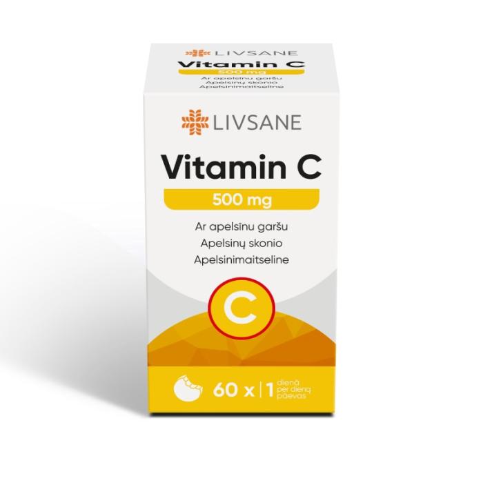 LIVSANE C vitamīns 500mg košļājamās tabletes N60