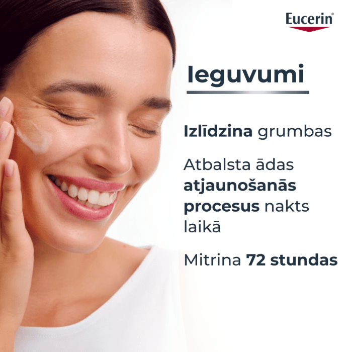 EUCERIN Hyaluron-Filler +3x Effect mitrinošs nakts gēlkrēms ar hialuronskābi un vitamīnu B5 50 ml