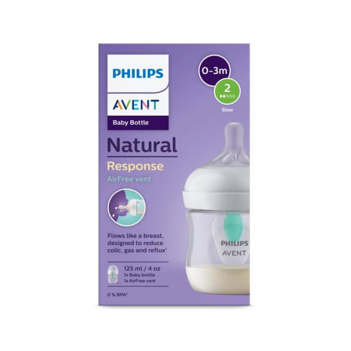 PHILIPS AVENT Natural Response pretkoliku pudelīte ar AirFree vārstu, 0-3m, 125ml