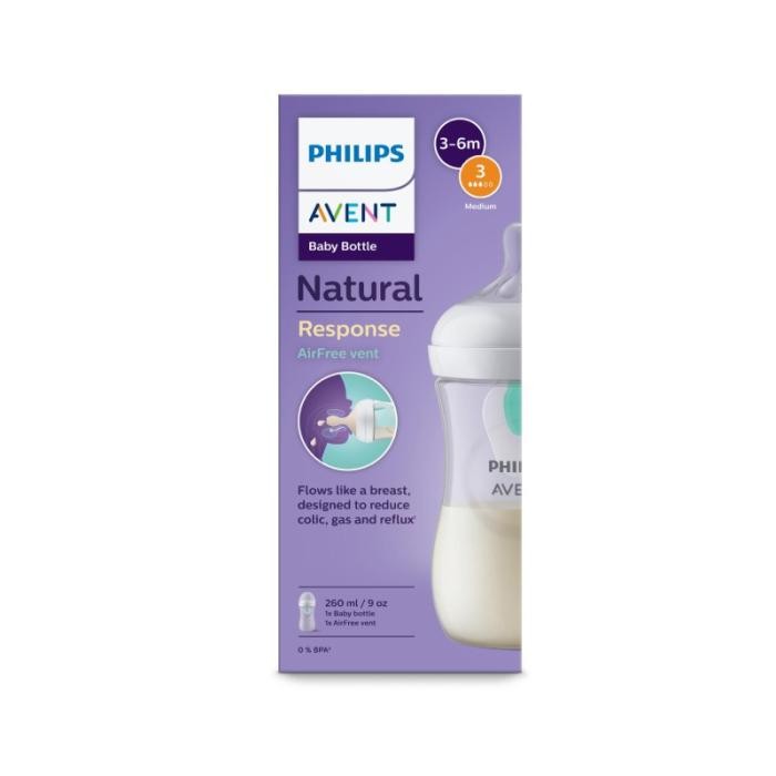 PHILIPS AVENT Natural Response pretkoliku pudelīte ar Airfree vārstu, 3-6m, 260ml