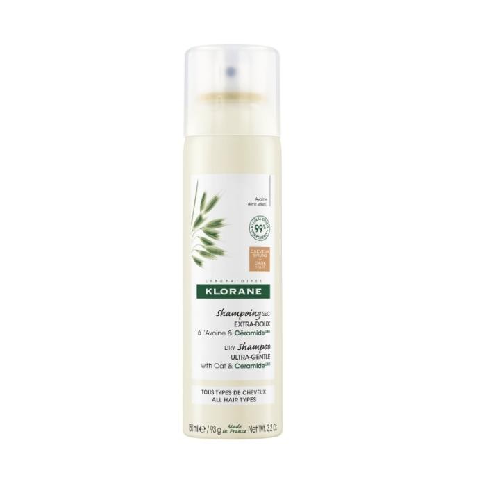 KLORANE tonēts sausais šampūns ar auzām un keramīdu tumšiem matiem 150ml