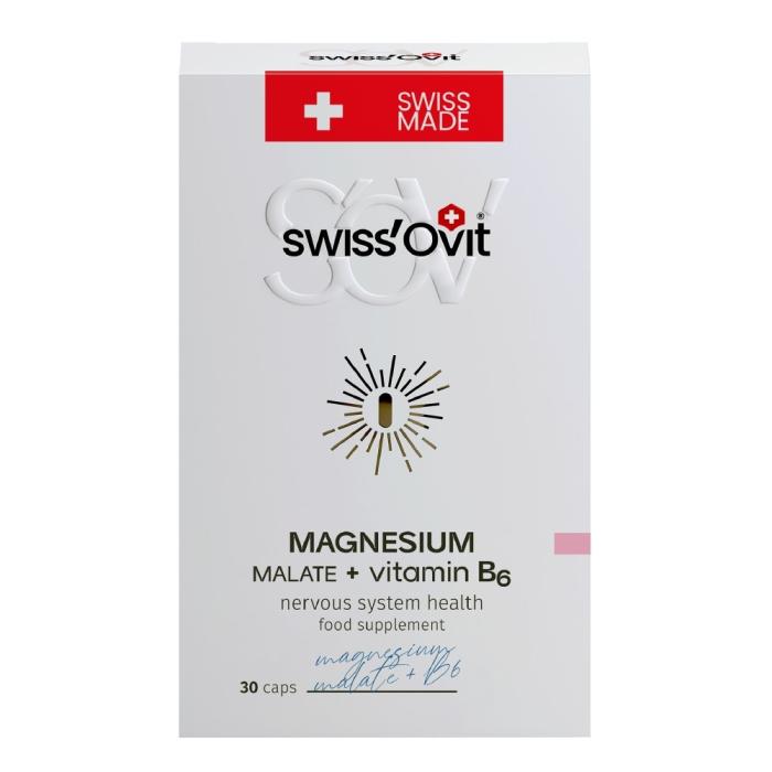SWISS OVIT Magnesium Malate + vitamin B6 kapsulas N30