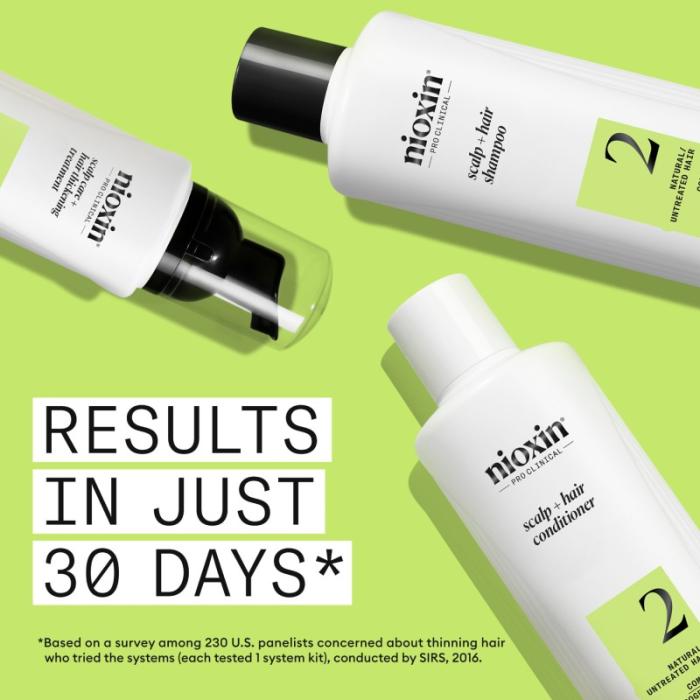 NIOXIN System 2 dabiskiem matiem ar progresējošu tendenci kļūt plānākiem komplekts 300ml+300ml+100ml