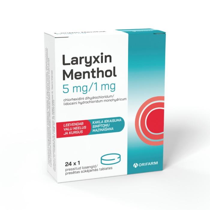 LARYXIN Menthol 5mg/1mg sūkājamās tabletes N24