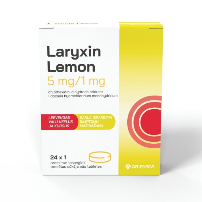 LARYXIN Lemon 5mg/1mg sūkājamās tabletes N24