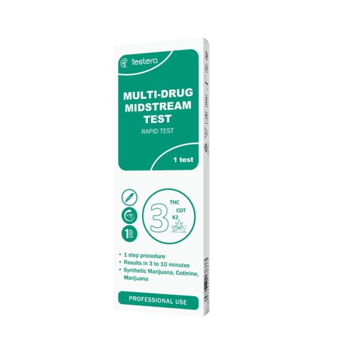 TESTERA Multi-Drug sānu plūsmas tests (3 narkotiskās vielas) N1