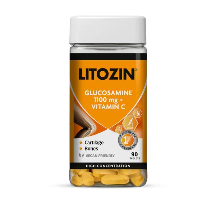 LITOZIN Glucosamine 1100mg + Vitamin C tabletes N90