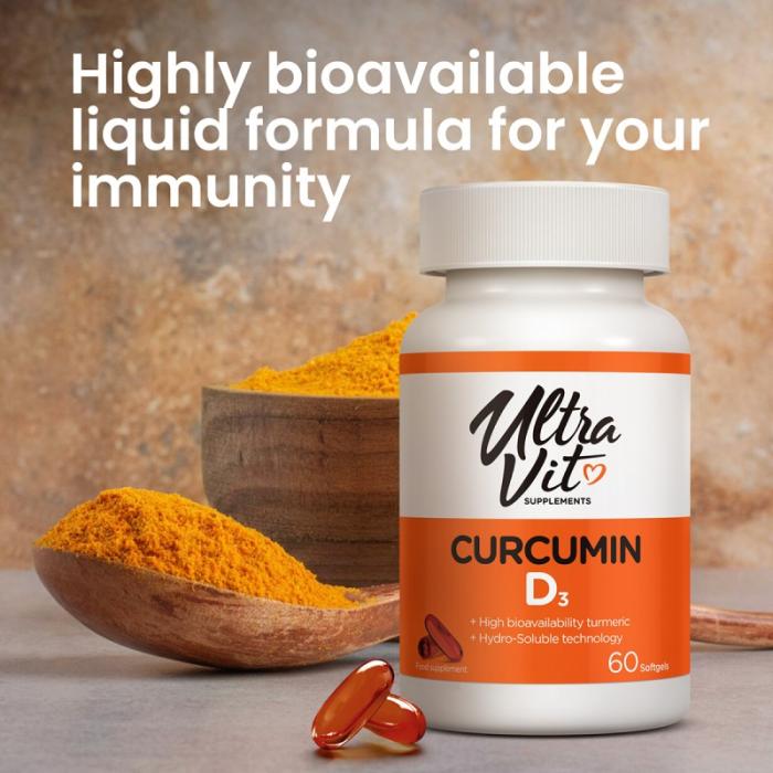 ULTRAVIT Curcumin D3 mīkstās kapsulas N60