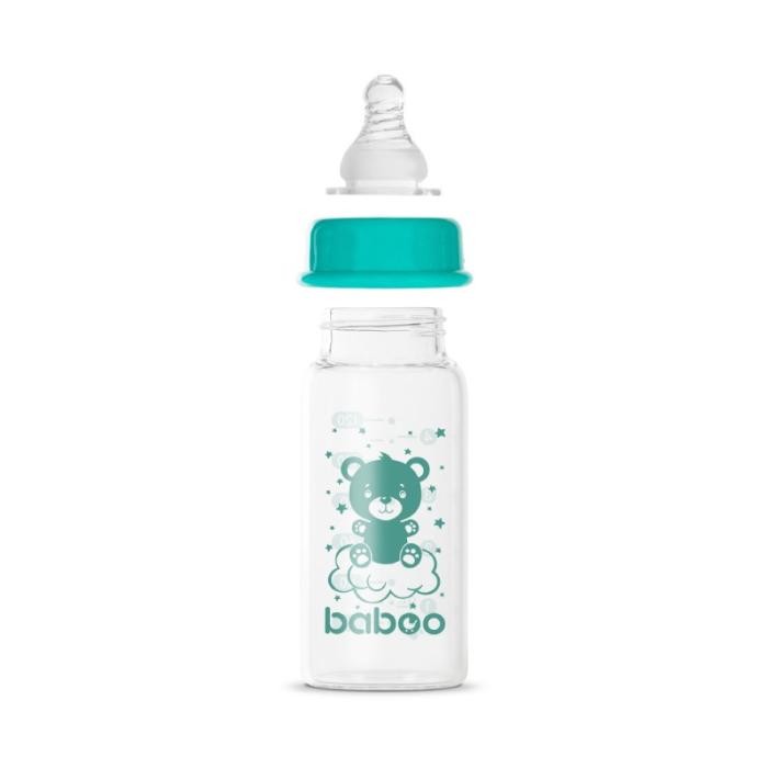 BABOO stikla pretkoliku barošanas pudelīte, šaurs kakliņš, 0+ mēneši 120 ml