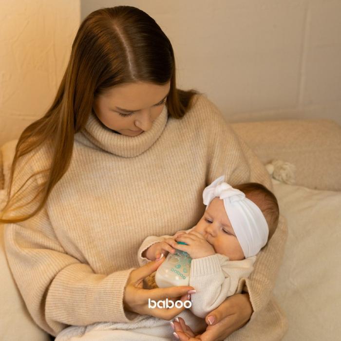 BABOO stikla pretkoliku barošanas pudelīte, plats kakliņš, 0+ mēneši 150 ml