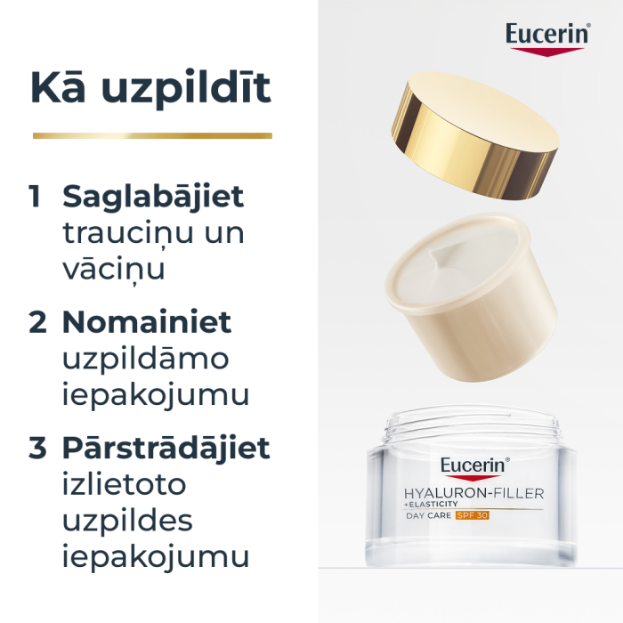EUCERIN Hyaluron-Filler + Elasticity SPF30 dienas krēms uzpildes iepakojums (Refill) 50 ml