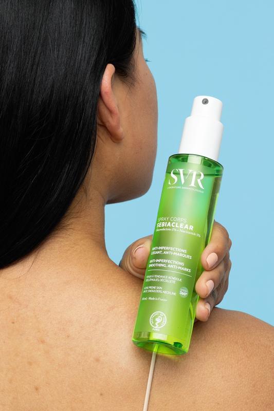 SVR Sebiaclear Spray Corps ķermeņa sprejs pret pūtītēm un pinnēm 150 ml