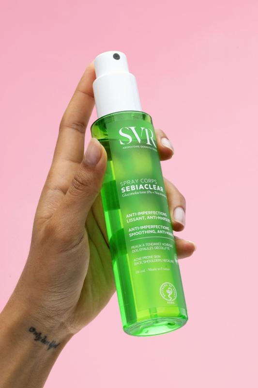 SVR Sebiaclear Spray Corps ķermeņa sprejs pret pūtītēm un pinnēm 150 ml