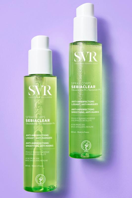 SVR Sebiaclear Spray Corps ķermeņa sprejs pret pūtītēm un pinnēm 150 ml