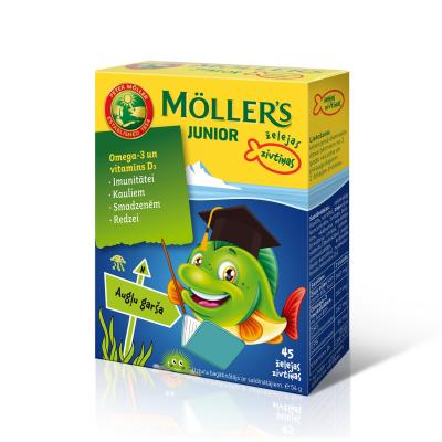 Möller’s Omega-3 JUNIOR (augļu garša) zivju eļļas želejas zivtiņas N45 