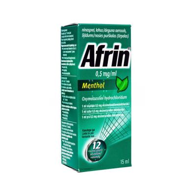 AFRIN Menthol 0,5 mg/ml deguna aerosols, šķīdums 15 ml