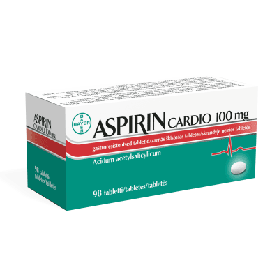 Aspirin Cardio 100 mg zarnās šķīstošās tabletes N98