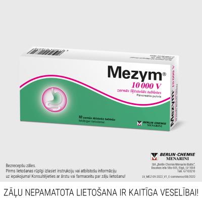 MEZYM 10 000V zarnās šķīstošās tabletes N10  