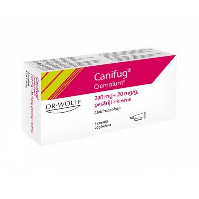 Canifug Cremolum, 200 mg + 20 mg/g, pesāriji + krēms (3 × 200 mg) pesāriji un 1 tūbiņa (20 g)