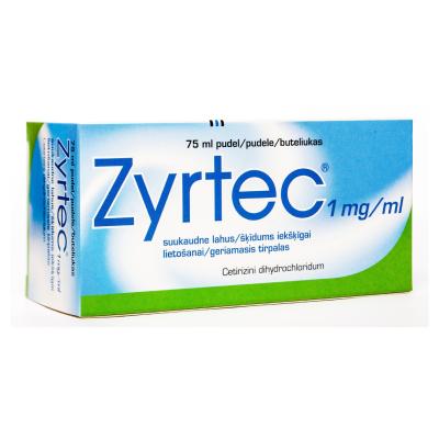 ZYRTEC 1 mg/ml šķīdums iekšķīgai lietošanai 75ml