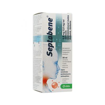 Septabene 1,5 mg/5,0 mg/ml aerosols izsmidzināšanai mutes dobumā, šķīdums N1