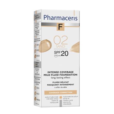 PHARMACERIS F Intense Coverage SPF20 tonālais krēms ar ilgu noturību 02 Sand 30ml