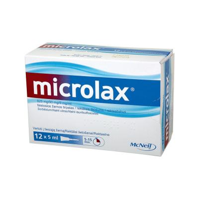 Microlax 625 mg/90 mg/9 mg/ml rektālais šķīdums N12