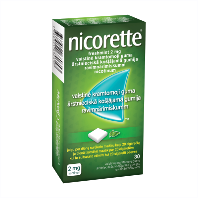 Nicorette Freshmint 2 mg ārstnieciskā košļājamā gumija N30