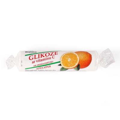 Glikoze ar vitamīnu C ar aromatizētāju - apelsīns 10 tabletes