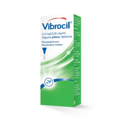 VIBROCIL 2,5mg/0,25mg/ml deguna pilieni, šķīdums, 15 ml