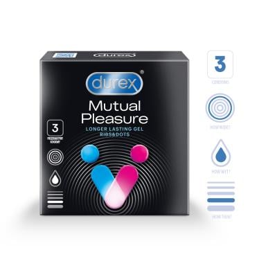 DUREX Mutual Pleasure Longer Lasting Gel Ribs&Dots prezervatīvi N3