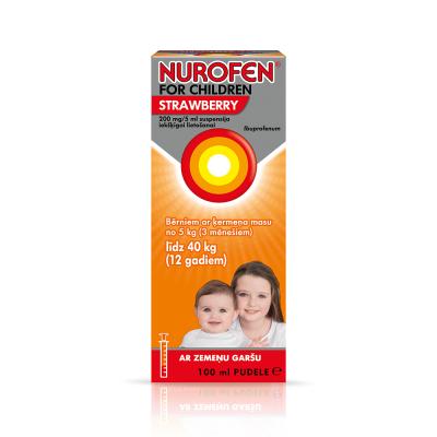 NUROFEN for Children Strawberry 200 mg/5 ml suspensija iekšķīgai lietošanai 100ml