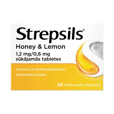 STREPSILS Honey&Lemon 1,2 mg/0,6 mg sūkājamās tabletes N24