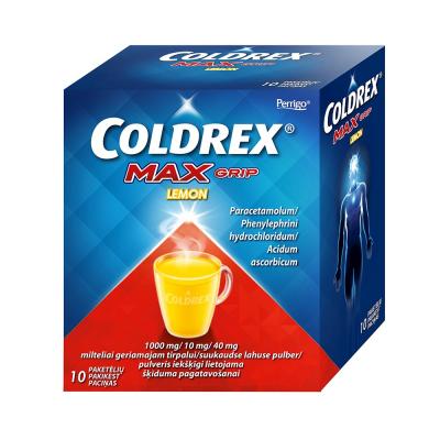 COLDREX MaxGrip Lemon 1000 mg/10 mg/40 mg  pulveris N10