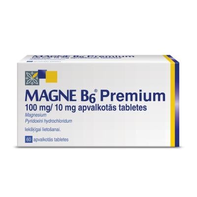 MAGNE B6 PREMIUM 100mg/10 mg apvalkotās tabletes N60 