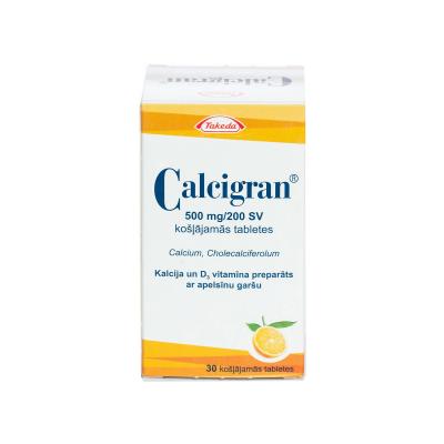 Calcigran 500 mg/200 SV košļājamās tabletes N30