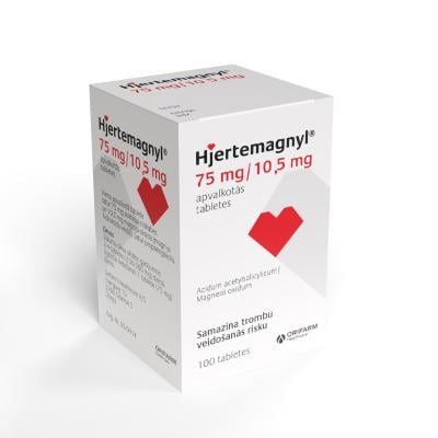 Hjertemagnyl 75 mg/10,5 mg apvalkotās tabletes, N100