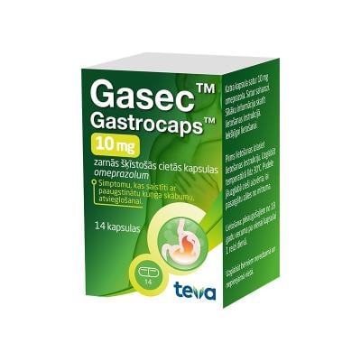 GASEC Gastrocaps 10mg zarnās šķīstošās cietās kapsulas N14