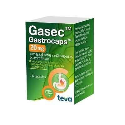 GASEC Gastrocaps 20mg zarnās šķīstošās cietās kapsulas N14