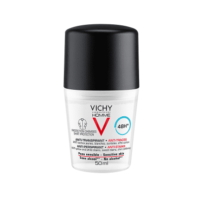 VICHY Homme  Dezodorants -rullītis ar 48h iedarbību, apģērbu saudzējošs, 50 ml