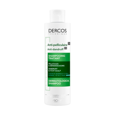 VICHY DERCOS pretblaugznu šampūns taukainai galvas ādai, 200 ml