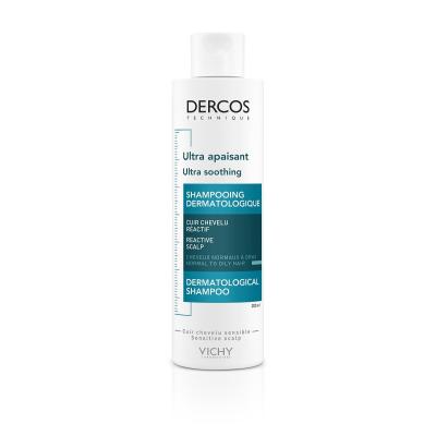 VICHY DERCOS ULTRA SOOTING šampūns īpaši jutīgai/normālai vai taukainai galvas ādai, 200 ml