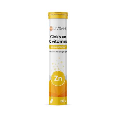 LIVSANE Cinks un C vitamīns putojošās tabletes N20