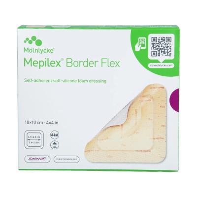 MEPILEX Border Flex Pašlīpošs mīkstā silikona putu pārsējs 10x10cm N5